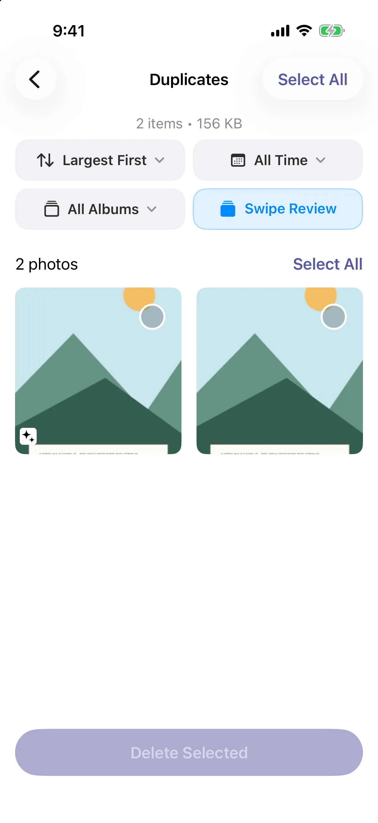 Phone Doctor Duplicates screen with two sample illustrations and neither selected
